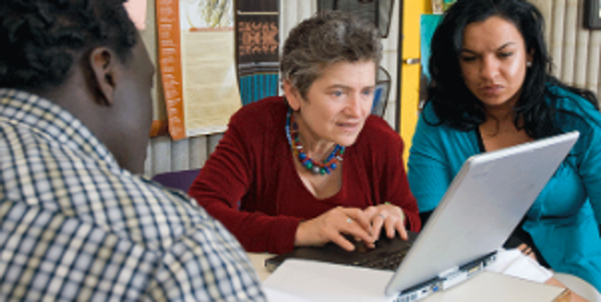 Professor with students
