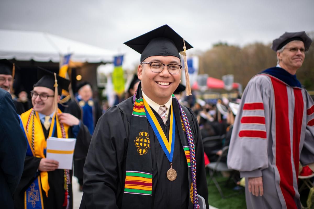 At Commencement ceremony