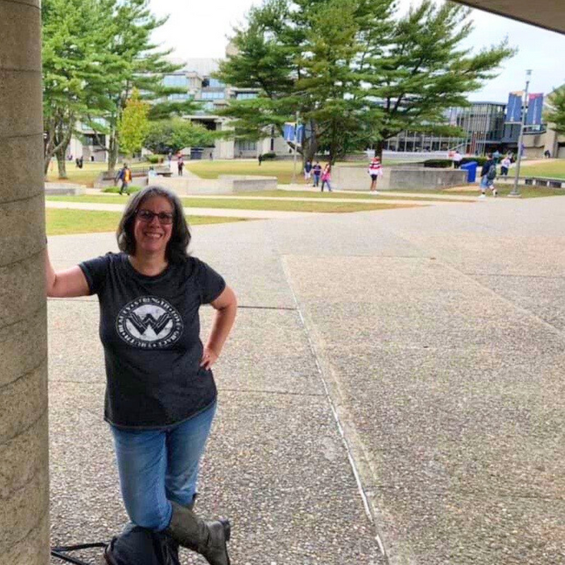 Lorello on campus in October 2019