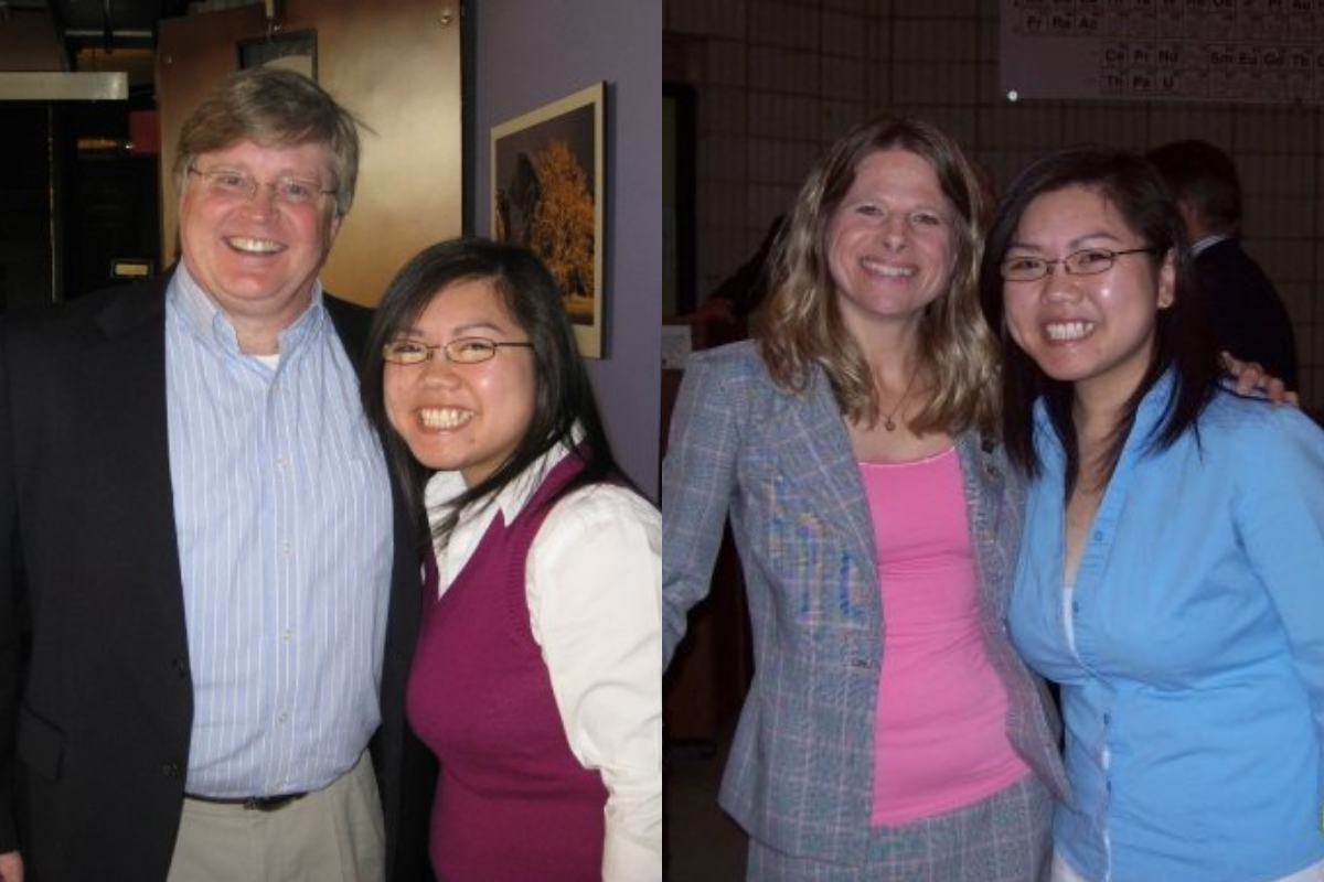 Wang photographed with her professors
