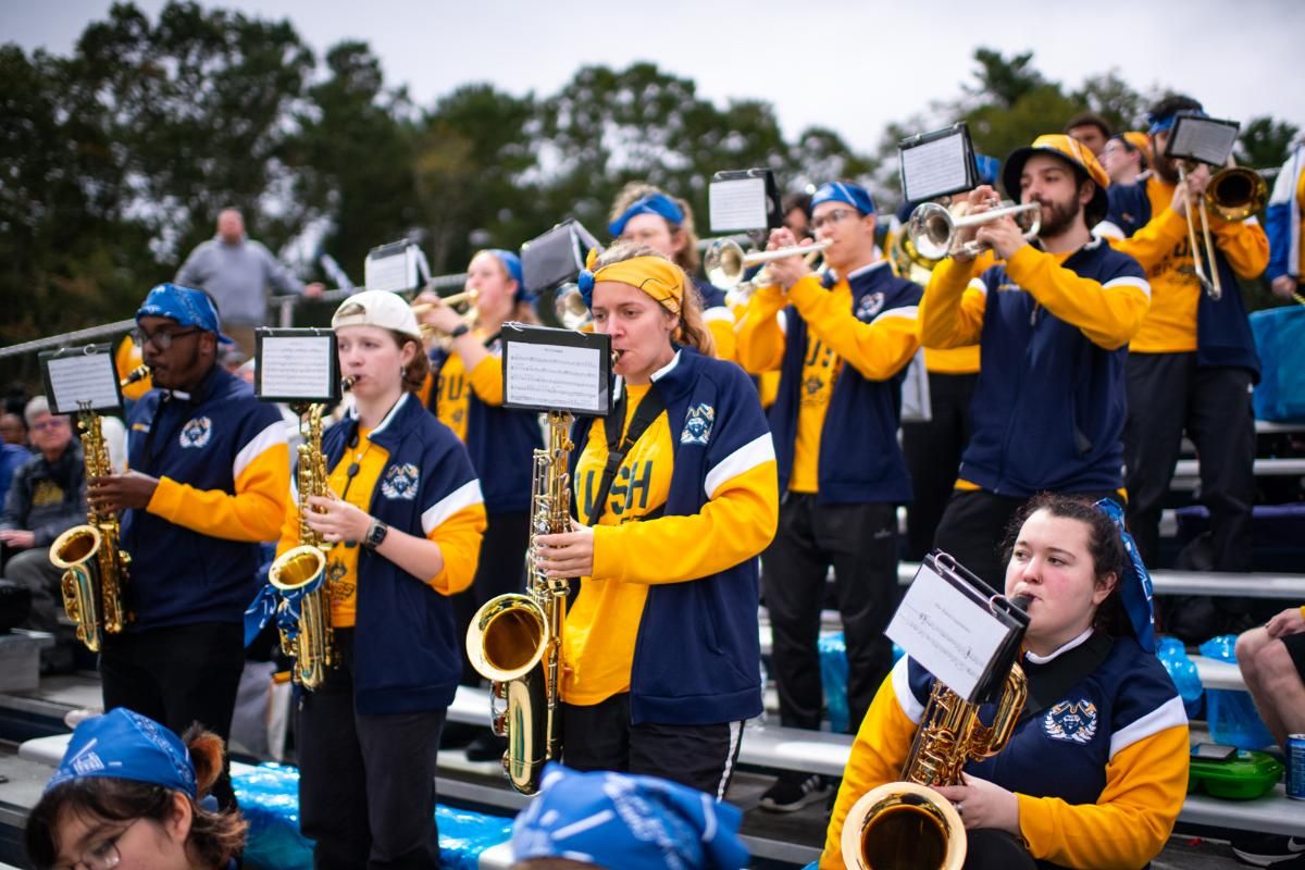 UMassD band plays at football game