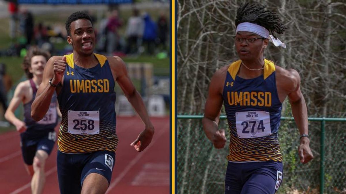 Cameron Rogers and David Bennett of the UMassD Men's Track and Field team
