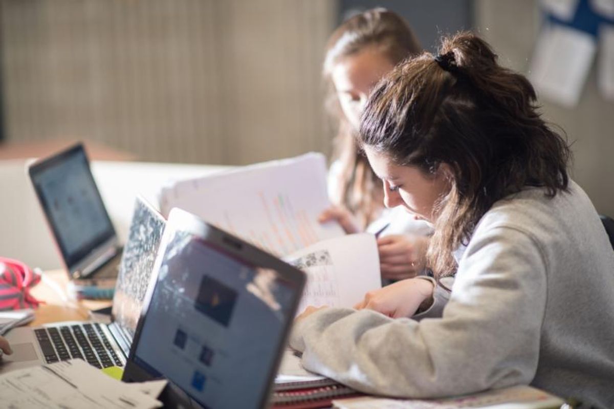 Nursing students studying