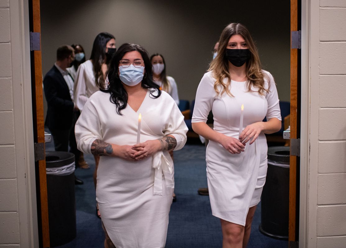 Nursing students processing into the ceremony