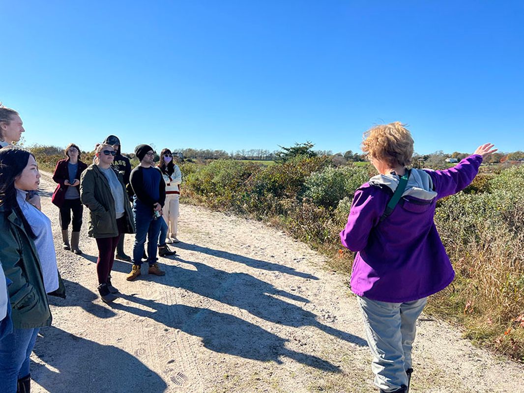Graphic design students worked with sanctuary director Gina Purtell at the Mass Audobon’s Allen’s Pond Wildlife Sanctuary in Dartmouth to create awareness-building informational campaigns in Fall, 2021.