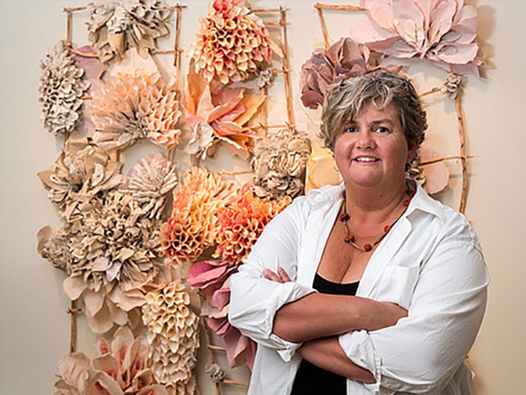 Rebecca Hutchinson portrait with artwork