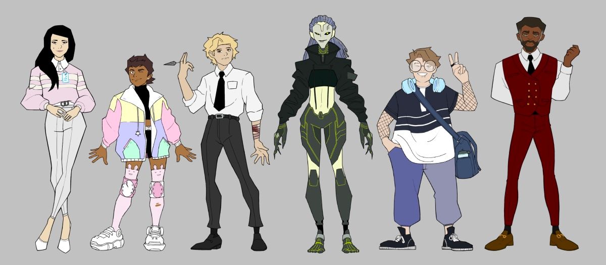 Lineup, 2021, digital illustration, 16 x 7 inches