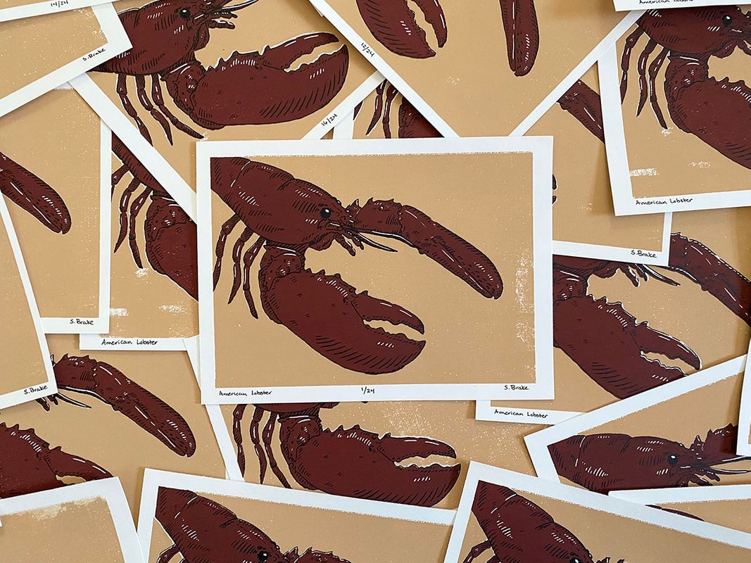 American Lobster, 2021, 3-color screenprint, 4.5 inches x 6 inches