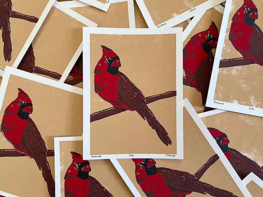 Cardinal, 2021, 4-color screenprint, 4.5 inches x 6 inches