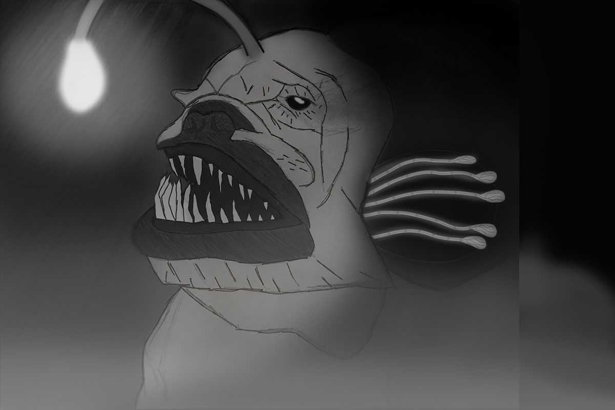 Concept Art, 2020, a concept drawing of the troll monster, 30 in x 24 in