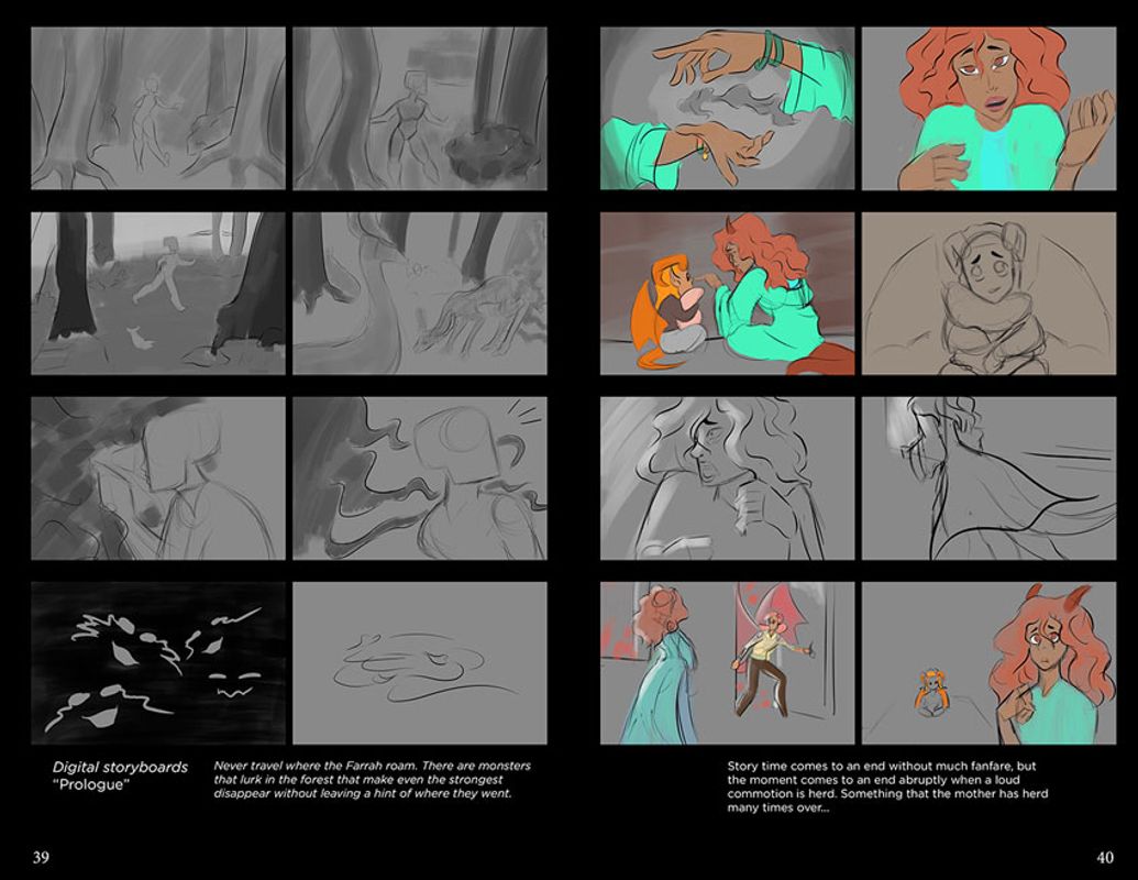 Intro_Storyboard, 2022, Intro to the story roughly plotted out, 8.5 x 11.5in