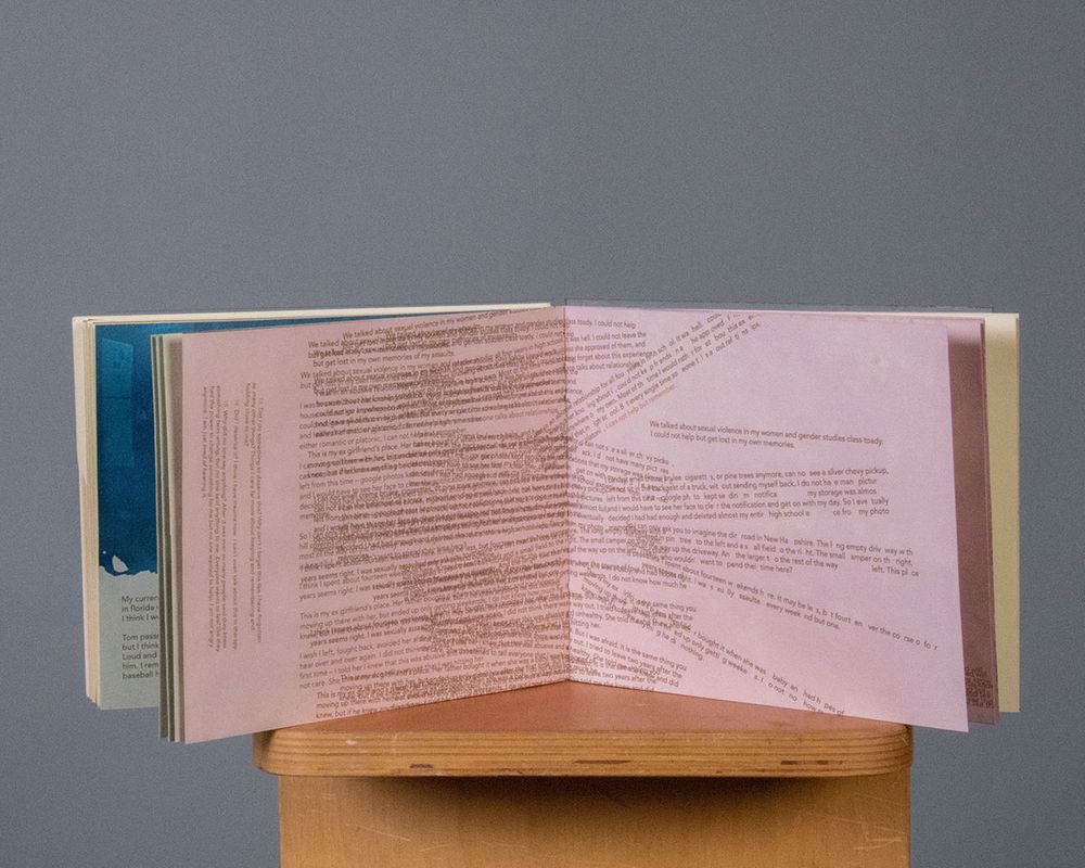 [REDACTED] The Trauma Spread, 2022, a spread from The Trauma – showing fun type details, 15x6 in