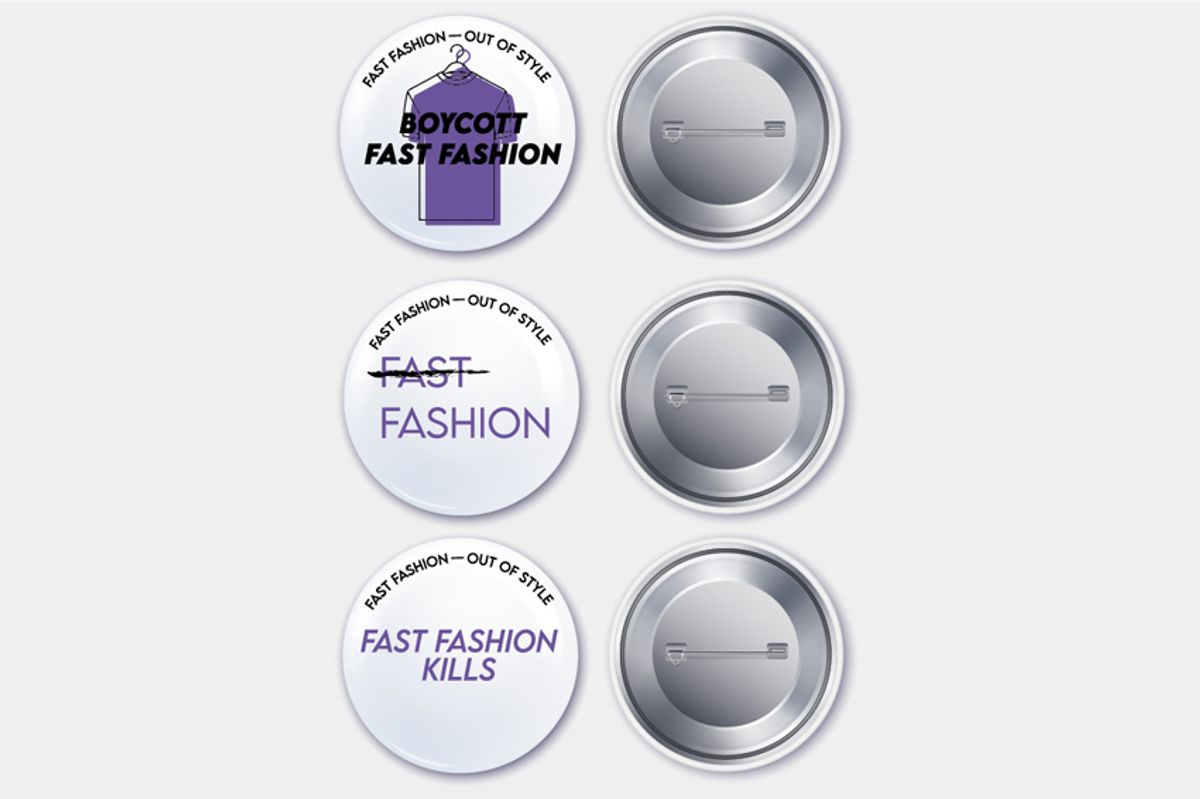 Button Takeaways, 2022, branding buttons for exhibition viewers to take with them, 2.5 x 2.5 in.