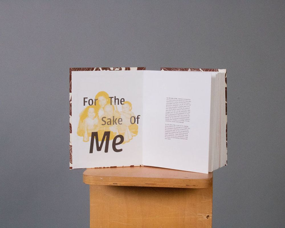 For The Sake of Me Identity and intro, 2022, first spread, 7.75x11.75 in