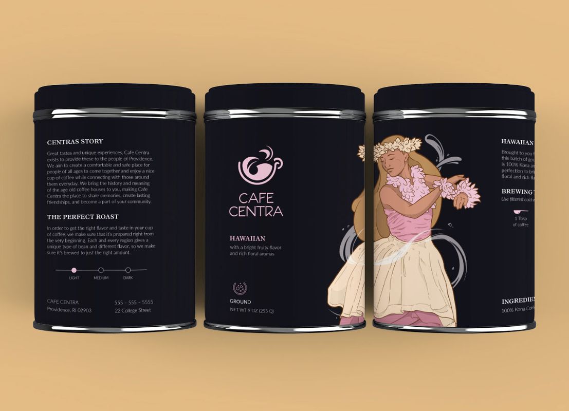 Cafe Centra Coffee Can, 2022, full depiction of one of the coffee cans