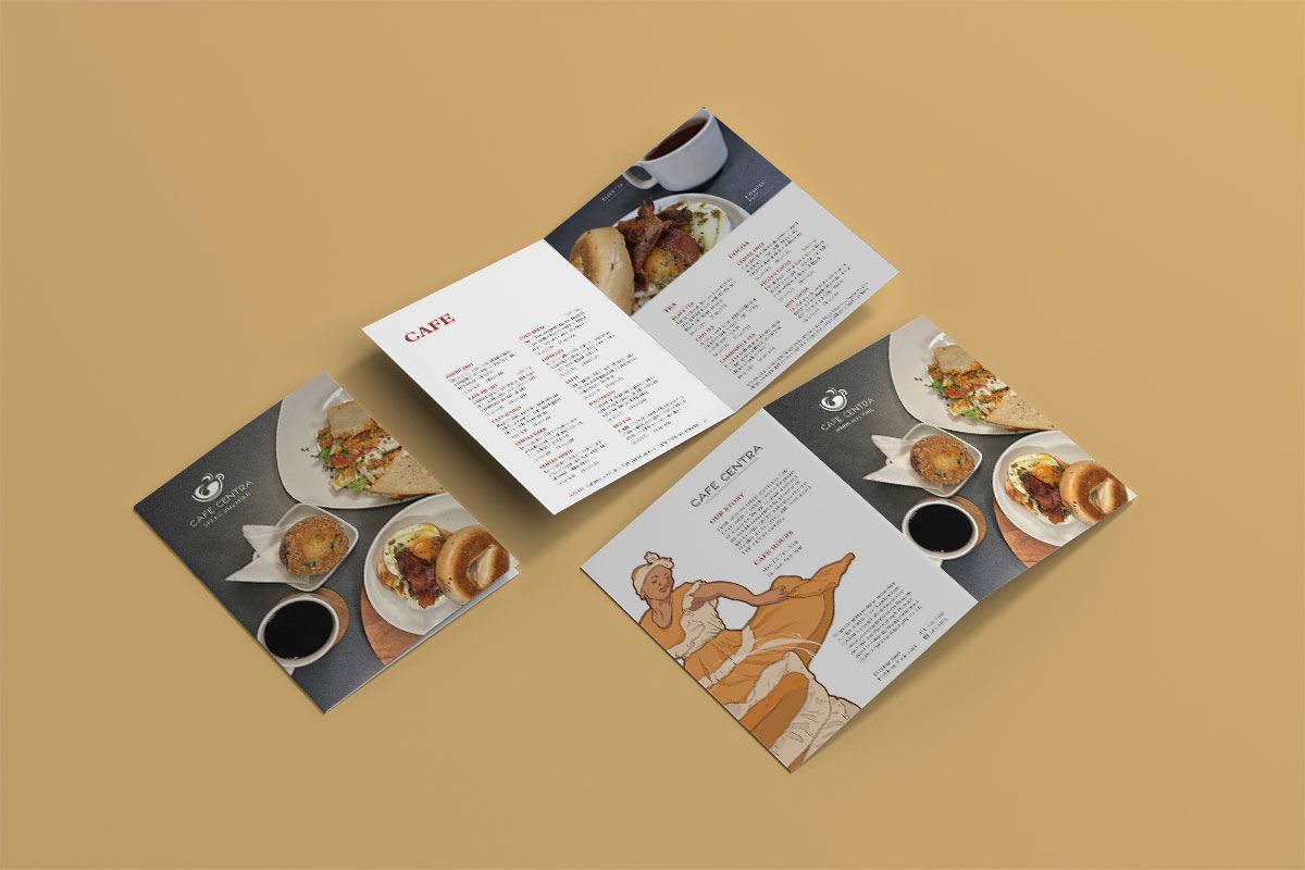 Cafe Centra Takeout Menu, 2022, takeout menu design