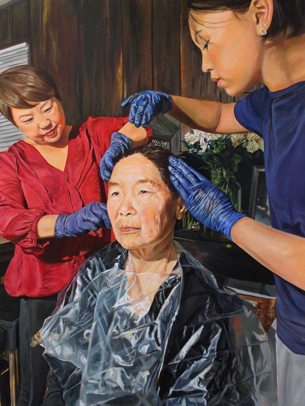 1st PLACE AWARD - Joy Son (junior), My 엄마, 2023, acrylic paint | Belmont High School (Belmont, MA), Teacher: Mark Milowsky