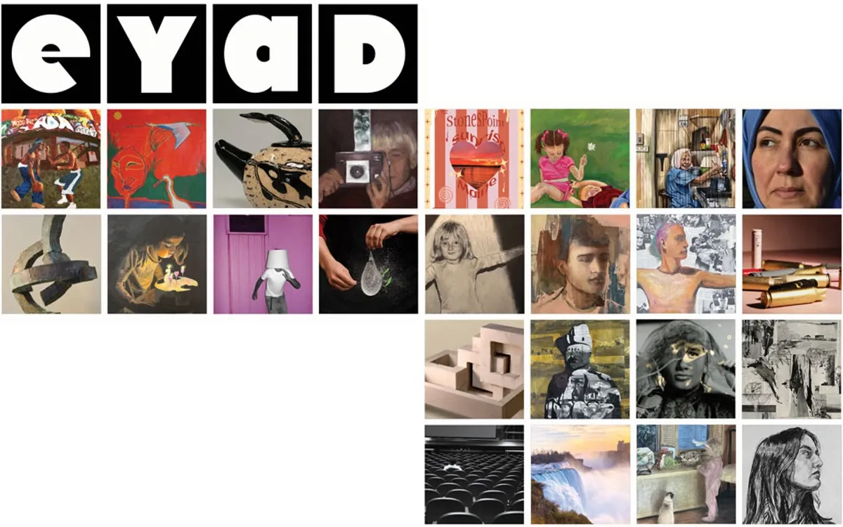 Thumbnail images of some of the exhibitor's artwork