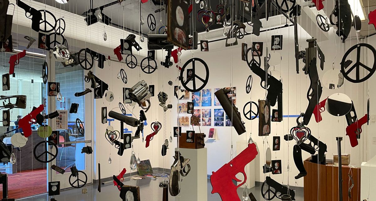 Campus Gallery senior exhibition install - gallery view