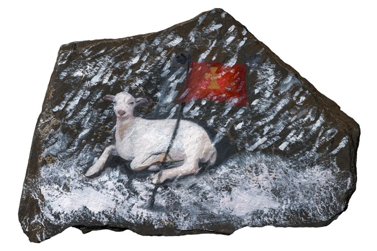 Redemption, 2025, Oil on slate, 30x20 cm