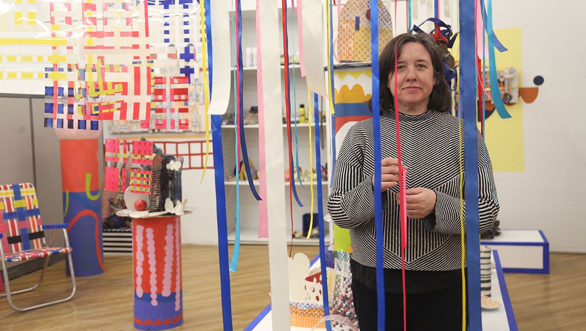 Alison Bergman with artwork