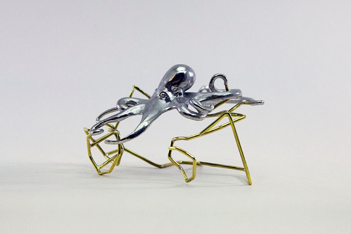 Build, sterling silver, brass, gold plating, 3.5” x 3.5” x 2.5”