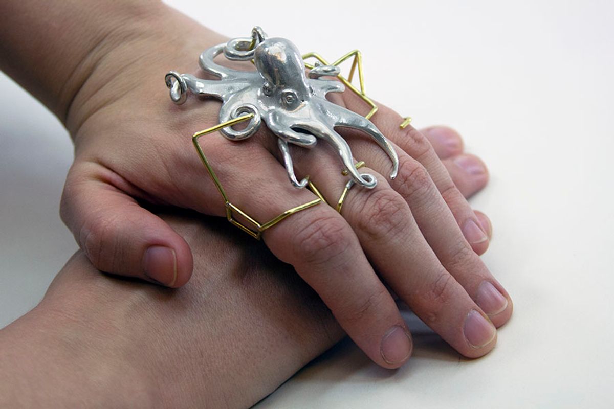 Build, sterling silver, brass, gold plating, 3.5” x 3.5” x 2.5”