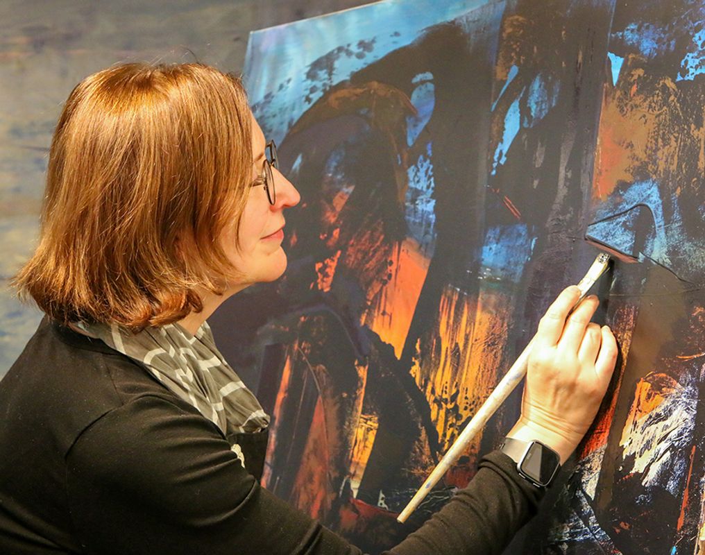 Heather Stivison working in studio