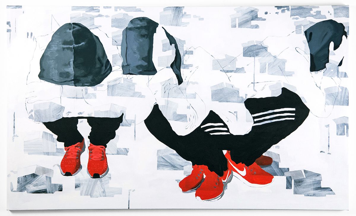 Bracing, oil on canvas, 36