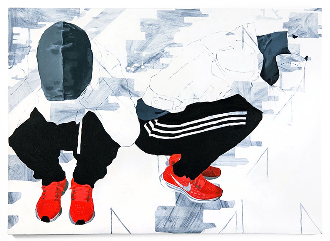 Bracing, oil on canvas, 36