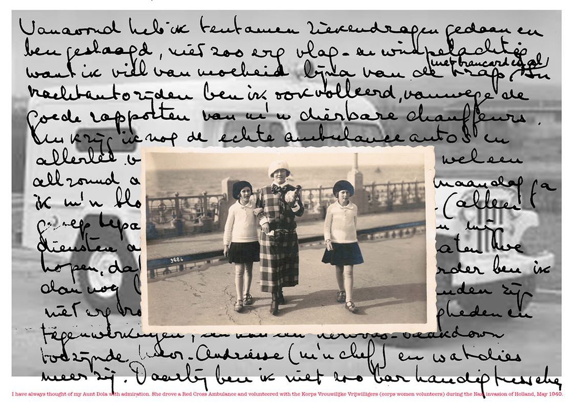 Image © Alexandra Broches: Kitty and Dola with my Grandmother in Scheveningen by the Sea, 24” x 30”, archival pigment print, 2015