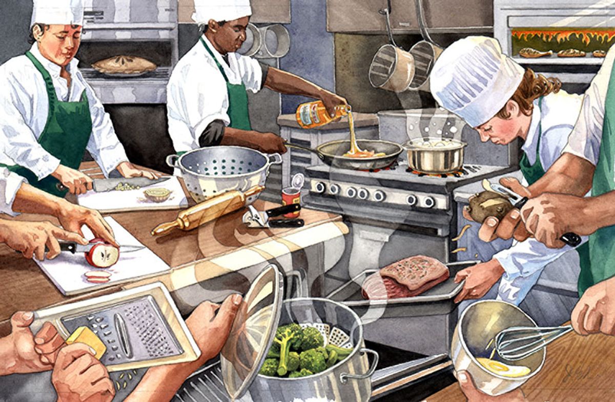 ESL Anatomy of a Kitchen (watercolor on paper) is example of my publishing- based work for English as a second language workbooks - emphasizing American culture in the context of related vocabulary.