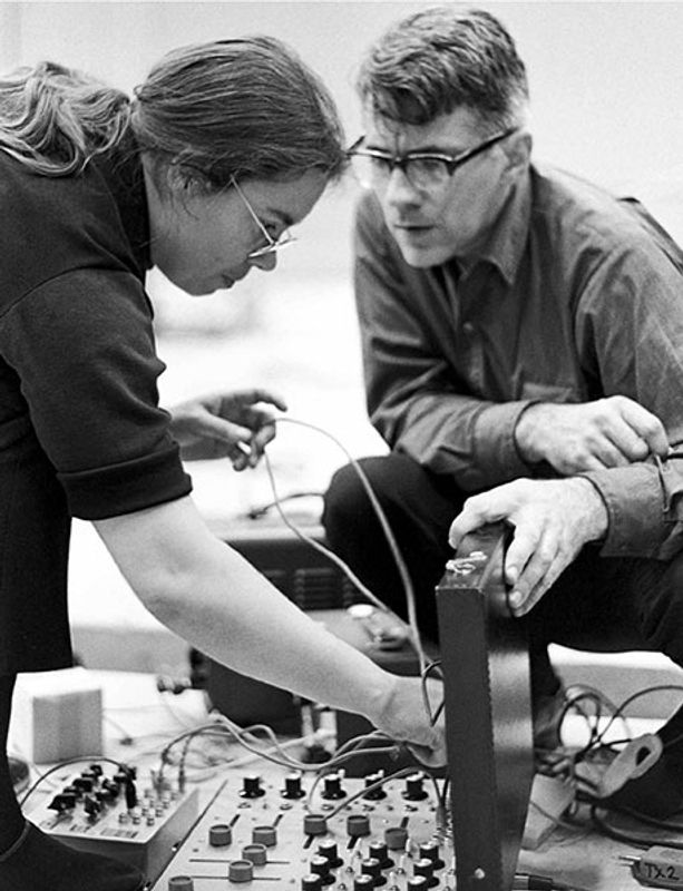 Pauline Oliveros (1932–2016) and David Tudor (1926–1996) rehearsing at University of California, Davis, 1966.