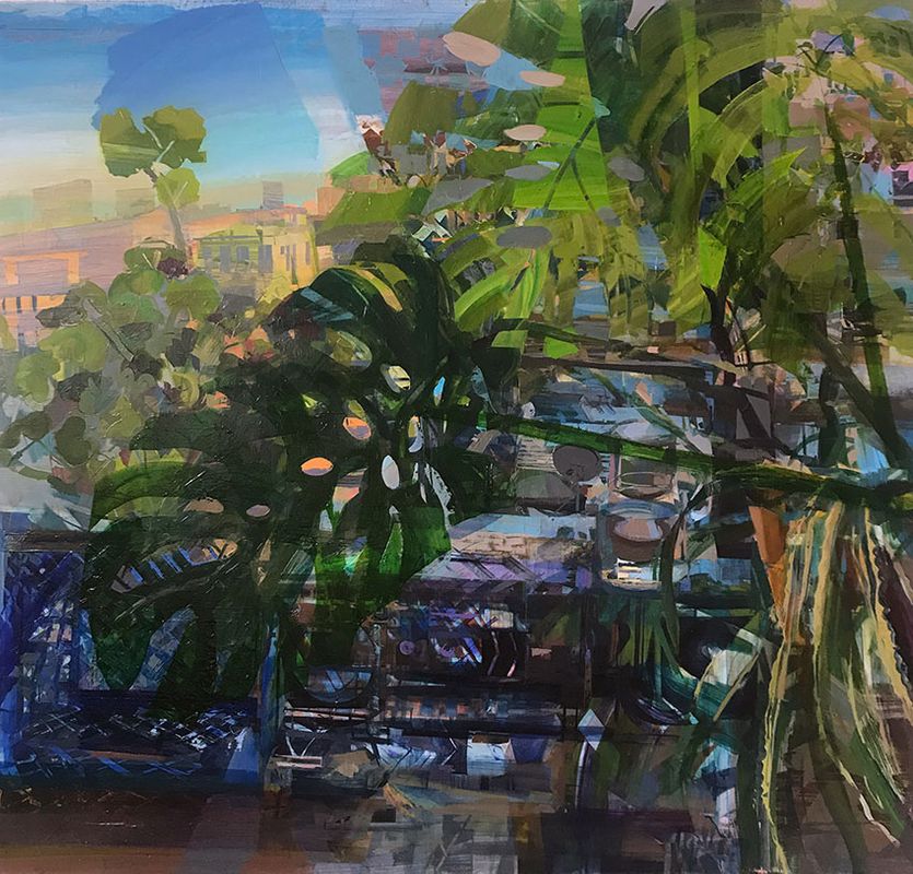 Satellites, oil on linen, 30 x 32 inches, 2019