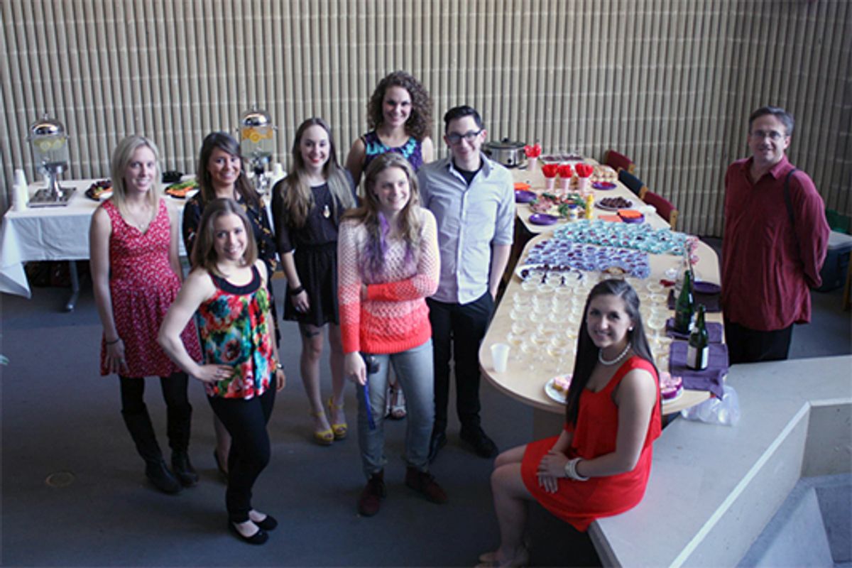 Art History minors and majors at the opening of their capstone exhibition.