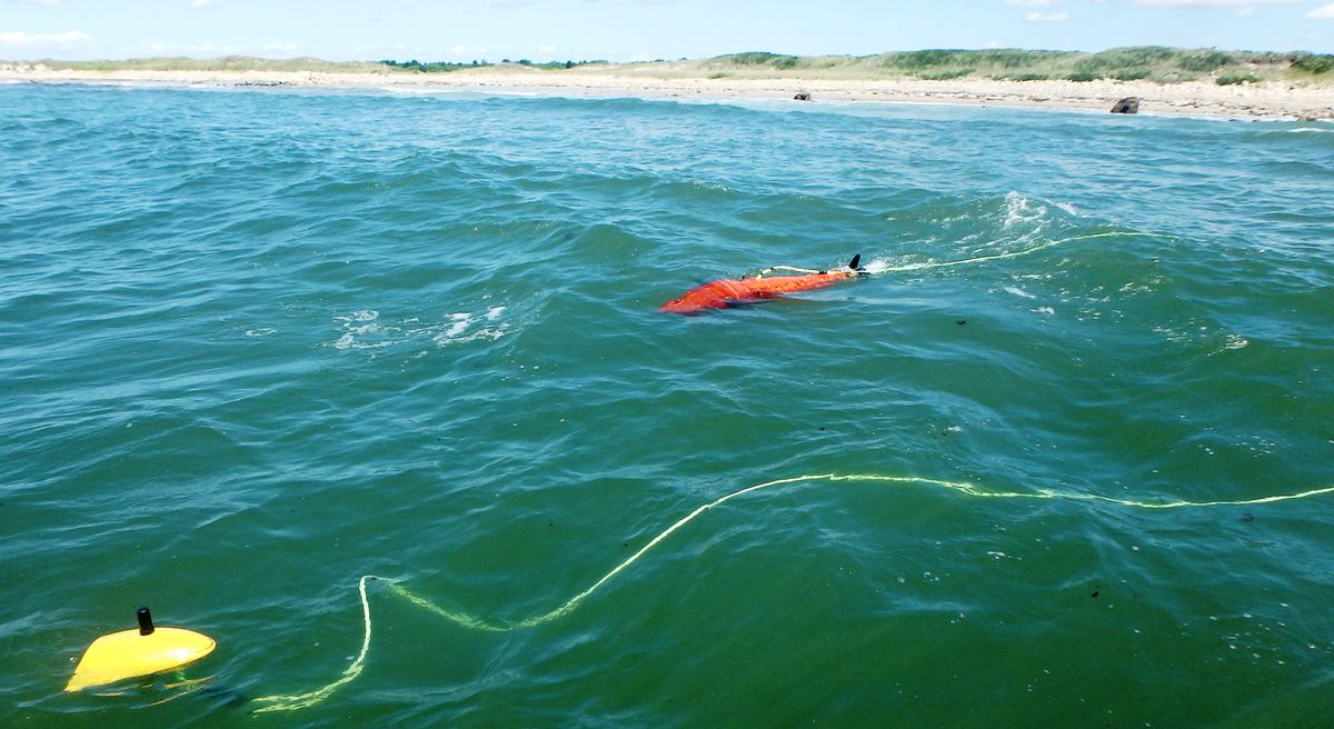 BIOSwimmer in green water - courtesy Boston Engineering