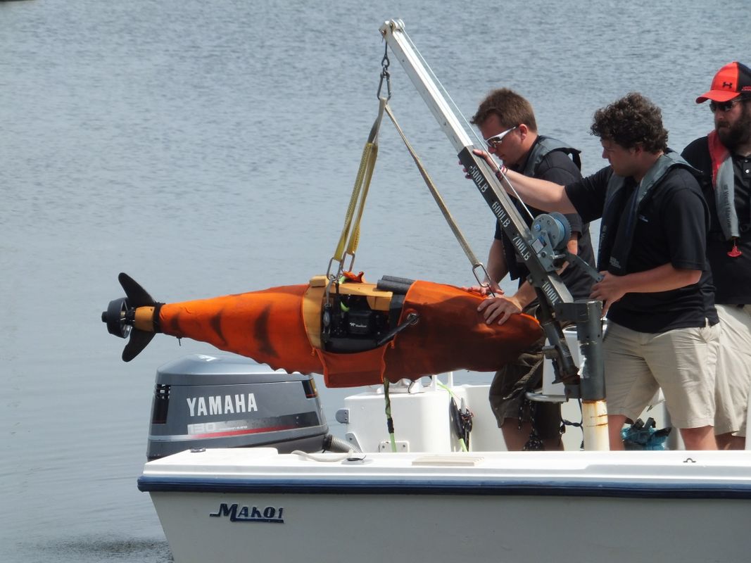 BIOSwimmer - hoist for deployment, courtesy Boston Engineering
