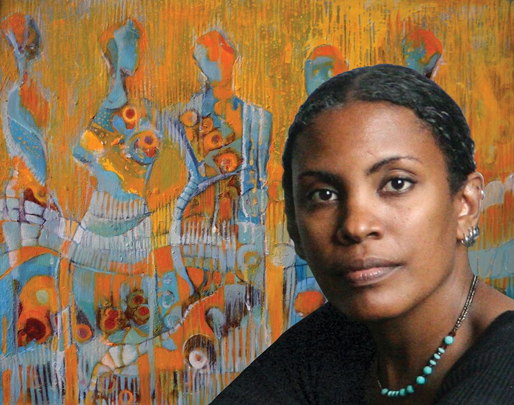 Alison Wells MFA 07 - portrait with artwork - copyright Alison Wells - not for reproduction or re-use