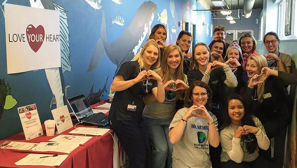 Nursing students with Prof Maryellen Brisbois at the New Bedford Boys & Girls Club