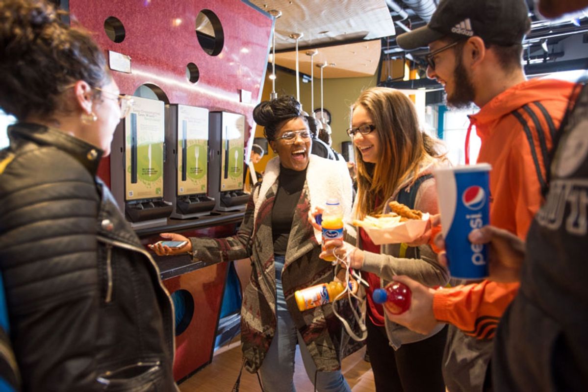 Students in the Birch Grill