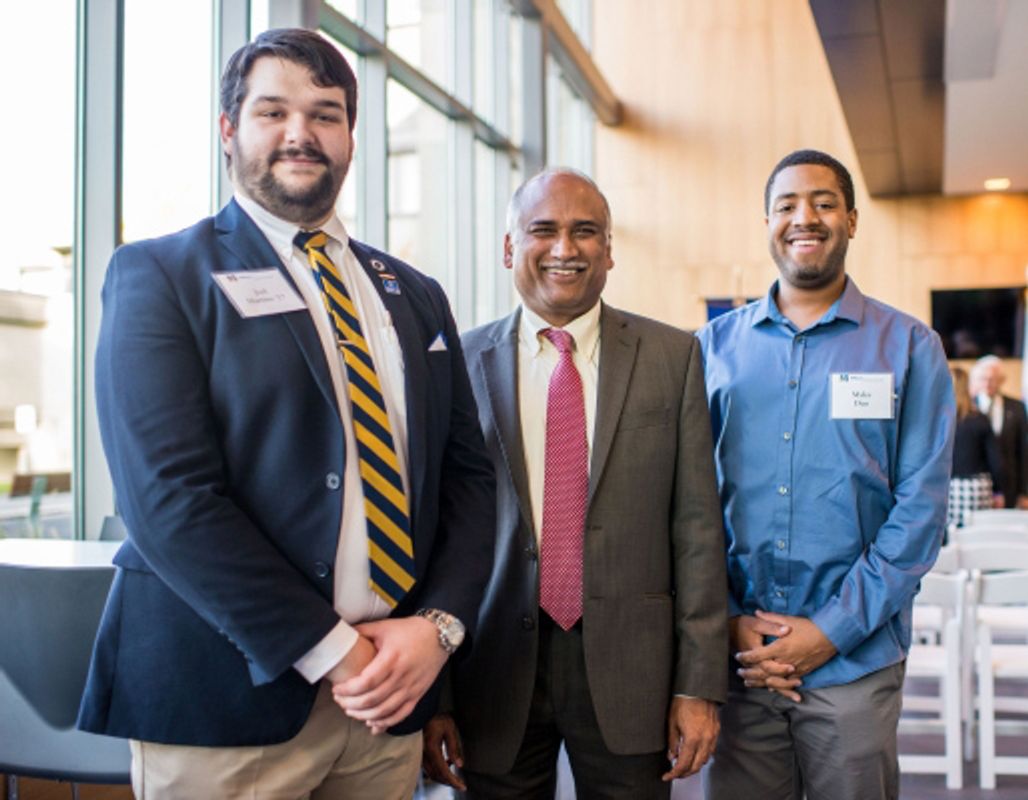 Charlton College of Business Learning Pavilion Dedication & Ribbon Cutting: Joel Martins, Dean Angappa Gunasekaran, Myles Dias