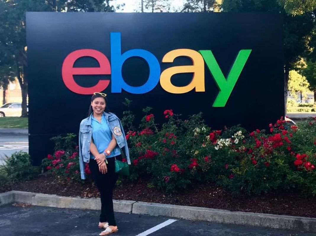 BS in Mechanical Engineering - Semirah Dolan '18 outside eBay sign