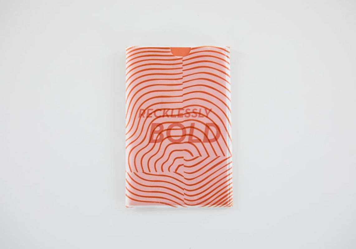 Catalog for the Sagmeister//Scher Recklessly Bold exhibition at CVPA’s University Gallery
