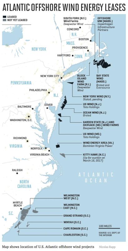 Map of Atlantic offshore wind energy leases - Nicolas Rapp