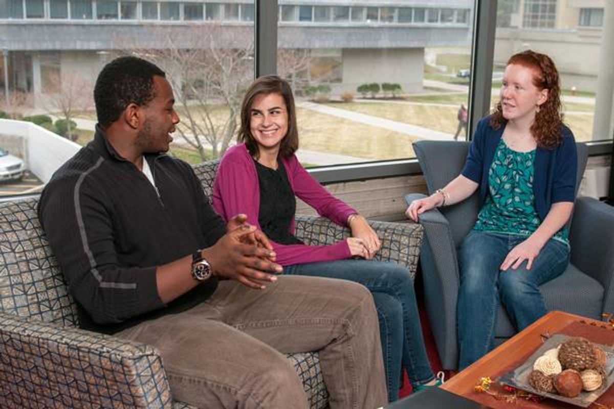 Honors College students meeting in the college offices