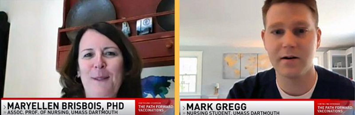 Screenshot of Maryellen Brisbois and Mark Gregg '22