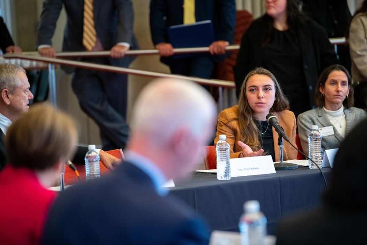 Alexa Van Voorhis at the roundtable with Governor Maura Healey