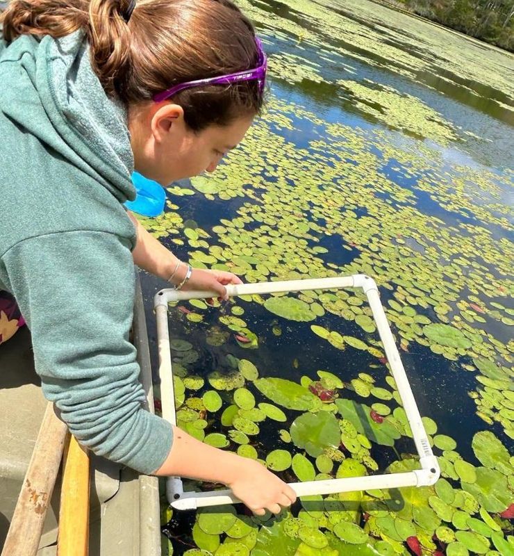 SMAST student Elizabeth Ells collecting water samples