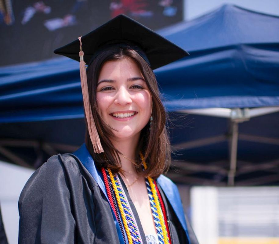 Capri McLucas moments before crossing the stage at Commencement