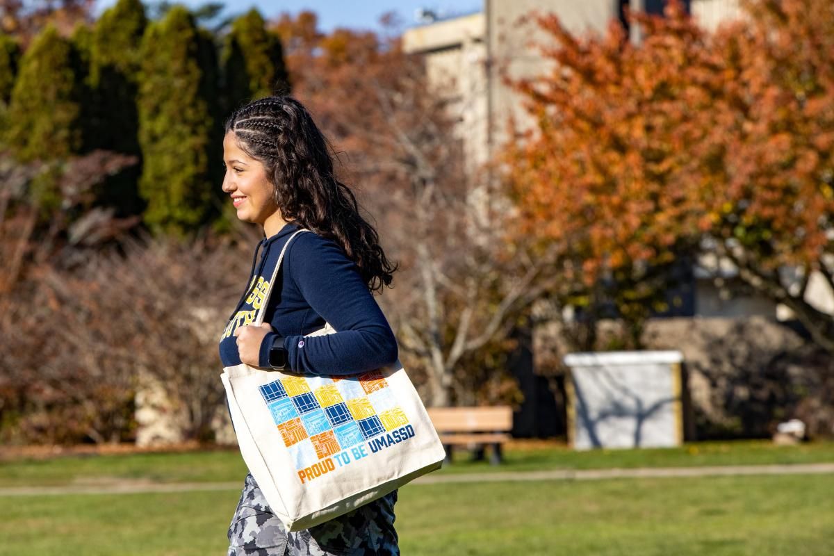 First-year student walks with 